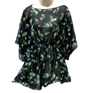 NWT Black Sheer Feather Top